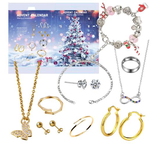 5 Advent Calendars - Christmas Gifts for Her – Jewellery Advent Calendar Countdown Christmas Gifts - 120PC Included|GCJSET023-Tree AD|UK seller