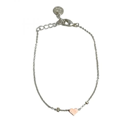 Wholesale Joblot of 100 Lisa Angel Silver & Rose Gold Heart Pendant Bracelets