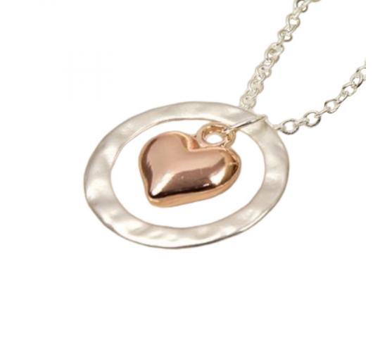 Wholesale Joblot of 36 Pom Boutique Rose Gold Heart Silver Necklace