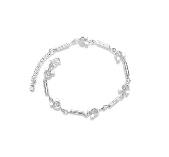 10pcs - Mickey Minnie Mouse Zircon Crystals Silver Tone Anklet|GCJA010|UK seller