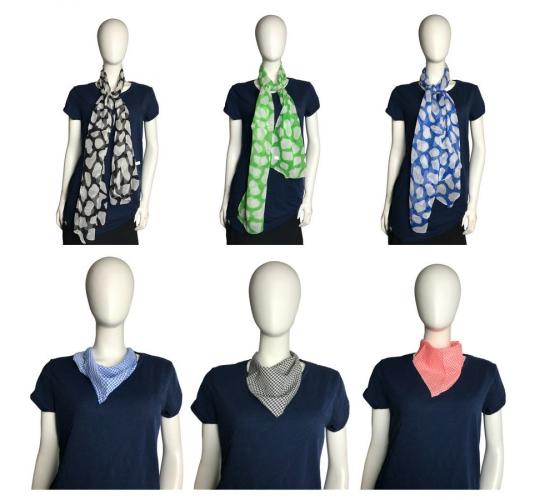 Wholesale Joblot of 100 Ladies Mixed Scarves & Neckerchiefs - Great Variety!