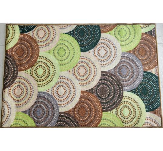 Knitted Green Print Non Slip Polyester Area Rugs / Carpet for any floor types - 150 x 80 cms