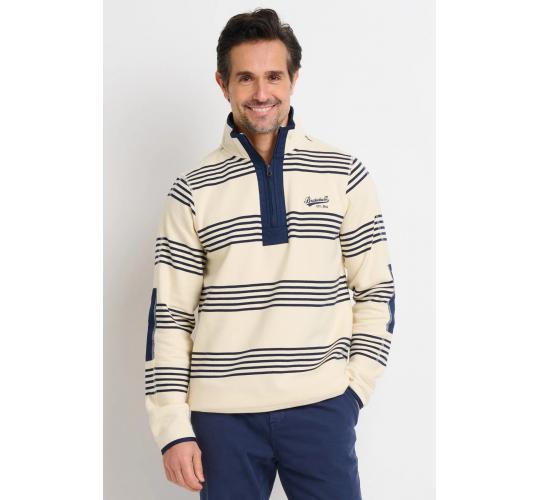 One Off Joblot of 7 Brakeburn Mens Stripe Quarter Zip Sweat Cream Size M
