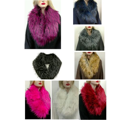 Women Ladies One Size Soft Fluffy Faux Fur Collar Scarf Neck Warmer-80pcs mix