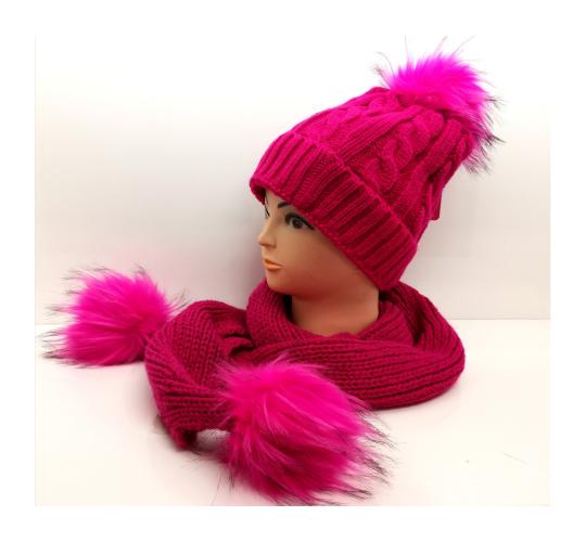 Set of 2 Ladies Girls Fleeced Lined Faux Fur Hat & Scarf Outdoor Warmer - 50 set  mix