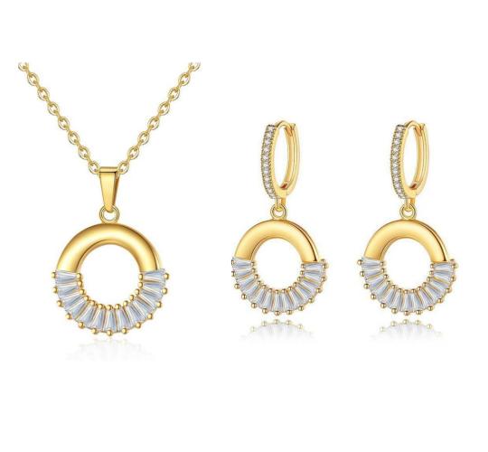 10 Sets-Gold Tone Crystal Round Crystal Pendant Necklace and Earrings Jewellery Set|GCJ607-Necklace&Earrings|UK seller