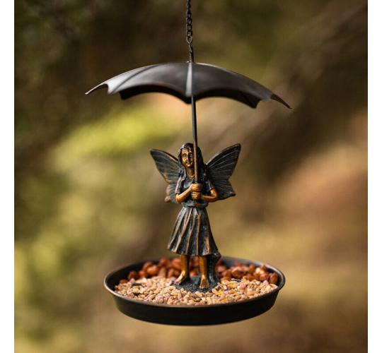  Resin Fairy With Umbrella Bird Feeder x6