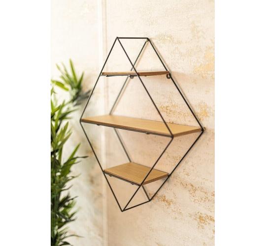 Metal Diamond Shaped Wall Mounted Shelf x 10