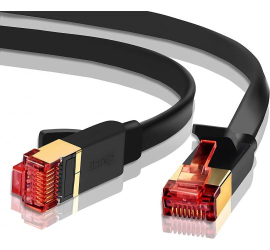 30M CAT7 Ethernet Gigabit Lan Network Cable FLAT BLACK (BOX = 10 UNITS)