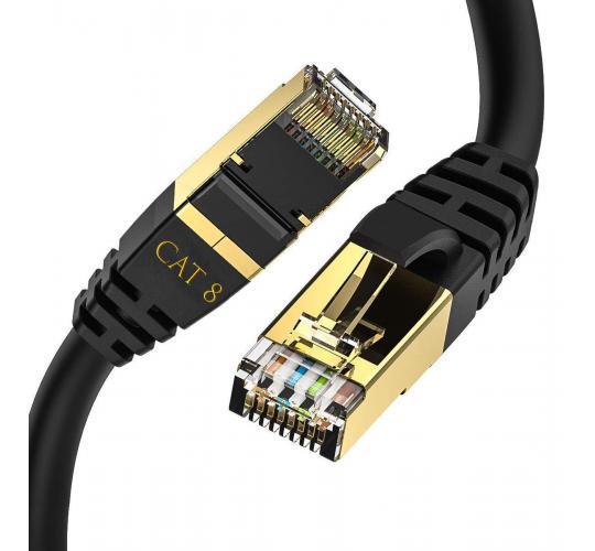 1M IBRA CAT8 Ethernet Gigabit Lan network cable (RJ45) SSTP 40Gbps 2000Mhz - Round Black