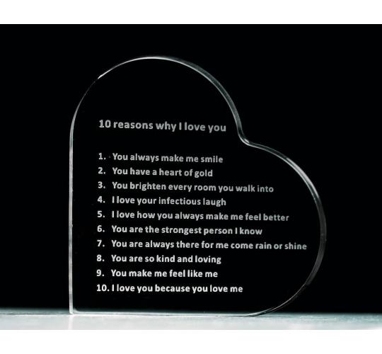 10 Reasons Why I Love You Heart Paperweight x 40