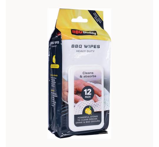 24 Packs of BBQ Buddy Barbecue Cleaning Wipes - 12 Heavy Duty, Extra Large Wipes in each pack