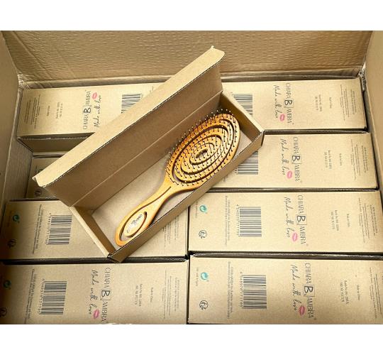 Wholesale lot 40 x CHIARA AMBRA Detangling Hair Brush Vegan and Bio Friendly in Orange