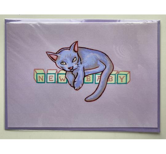 10 Quality A6 Kitten New Baby Greeting Cards, Designer Greeting Card, Bulk Buy Cards