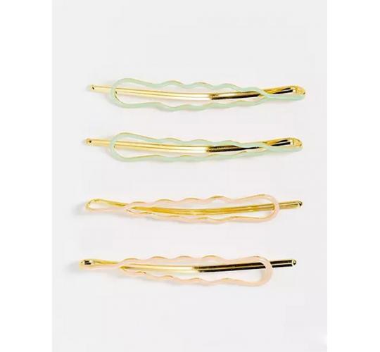 Wholesale Joblot of 30 DesignB London 4 Pack Patterned Hair Grips In Pastel Mix