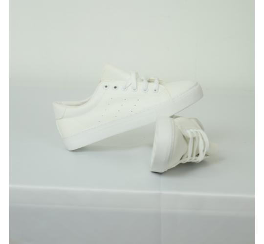 Women's White Casual Trendy Lace Up Trainers 