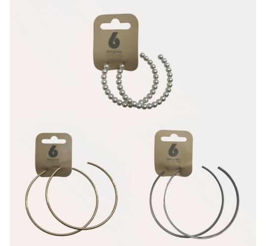 One Off Joblot of 25 Design6 Faux Pearl & Metal Hoop Earrings (3 Pack)