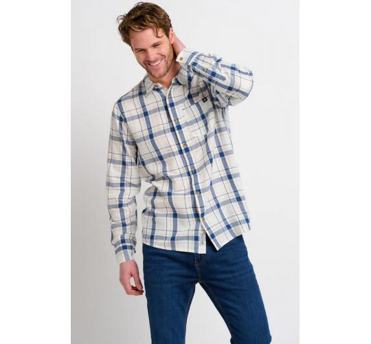 One Off Joblot of 6 Men's Brakeburn Cream Long Sleeve Checked Shirt
