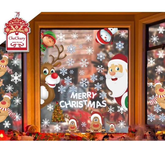 20 x CheChury Christmas Window Stickers Peeping Santa Clause Xmas Window Decals
