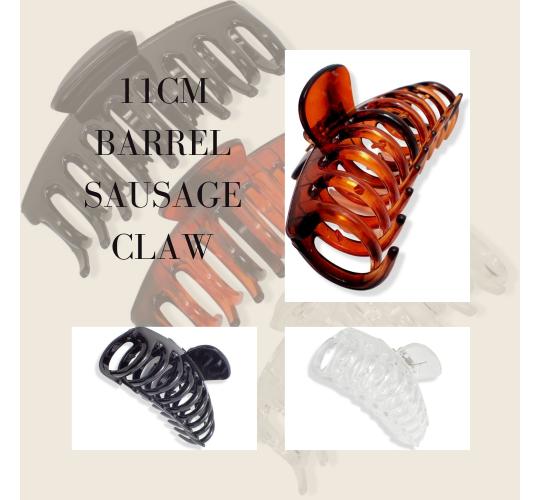 60 Sets of 3 Pieces (180 items) 11cm Barrel Sausage Claw in Tort, Black and Clear