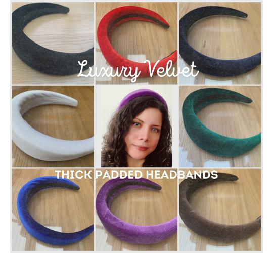 12 Sets of 8 Piece (96 items) Chunky 5cm Thick Luxury Padded Velvet Alice Headband