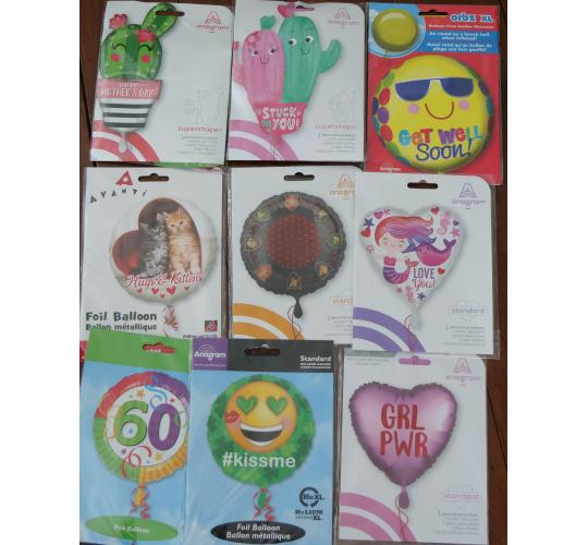 246 Foil Balloons RRP £1267.54 Get well soon, Love you, Kiss me etc