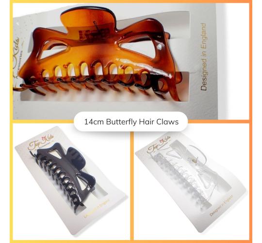 240 Large Hair Claw - 14cm Long - Tort Brown, Clear and Black