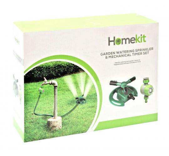 Pallet of 200 packs of Homekit Garden Watering Sprinkler and Mechanical Water Timer 2 Hours Set – Efficient Rotating Irrigation System with Auto-Swi