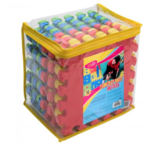 EVA foam interlocking multifunction play mat/tiles - stool 12pcs. set