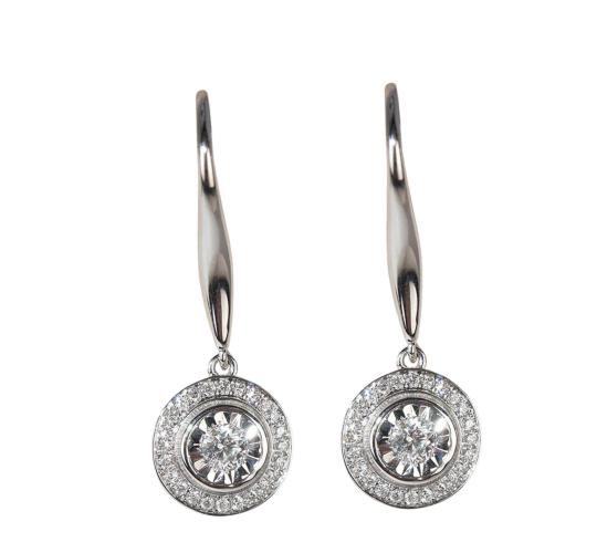10pcs-Sparkly Round Cubic Zirconia Silver Tone Hook Drop Earrings|GCJ707|UK seller