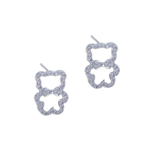 10pcs-Women Cute Crystal Bear Hollow Stud Earrings|GCJ709|UK seller