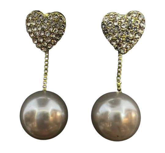 10pcs-Women Double Grey Round Pearl Stud Earrings|GCJ720|UK seller