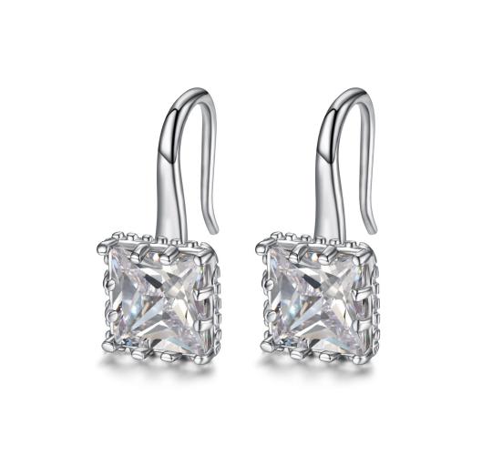 10pcs-Fashion Sparkly Crystal Square Hook Earrings in Silver Tone|GCJ725|UK seller
