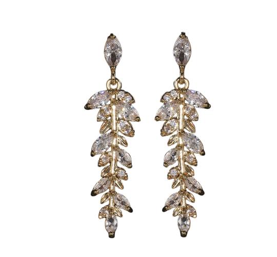 10pcs-Women Luxury Leaf Crystal Dangle Earrings in Gold Tone|GCJ728|UK seller