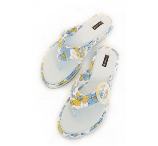 Cotton Suede Pomelo Flip Flops in Blue Sizes 3-8 (x12)
