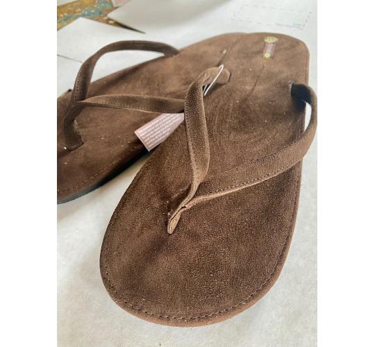 Mens Leather Suede Flip flops Brown (or Blue) Sizes UK7-12 (box of 12)