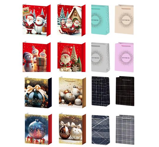 100pcs-Christmas Theme Premium Gift Paper Tote Carry Bags Mixed-Size 18x23x10cm Small|GCBag008-Small-100pcs|UK seller