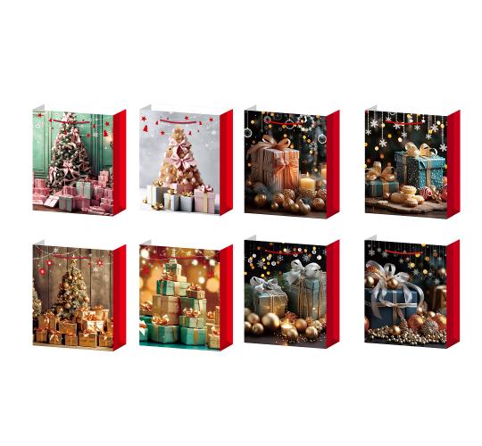100pcs-Christmas Theme Premium Gift Paper Tote Carry Bags Mixed - Size 30x41.5x12cm Large|GCBag008-Large-100pcs|UK seller