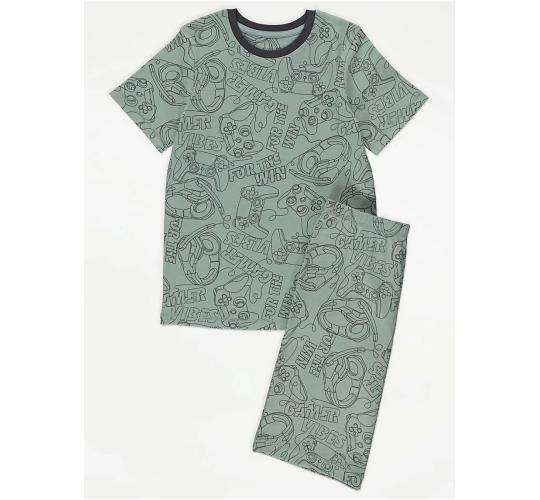 One Off Joblot of 8 Ex-Chainstore Sage Green Gamer Short Pyjamas Gift Set