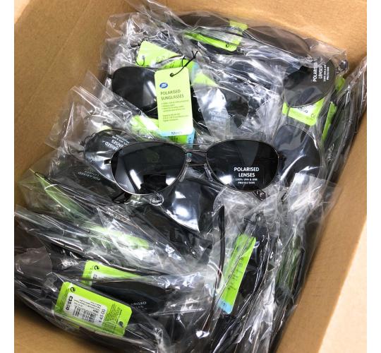 Job Lot of 25 x Men's Polarised Sunglasses - Metal Frame, Oval Style, Grey Lens 103J (Ex-Chain Store Stock)