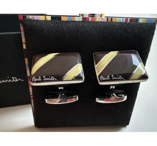 Paul Smith cufflinks Brown with Mustard stripe Boxed  x 30 pieces
