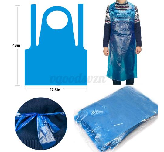 50 Packs (100pc per Pack)  Disposable Lightweight Waterproof Blue Plastic Aprons for Salon/Garden/Home Etc. l UK SELLER UK- 100pc per bag