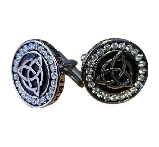 10 Pairs-Men's Trinity Celtic Stainless Steel Crystal Round Cufflinks|GCJ598|UK seller