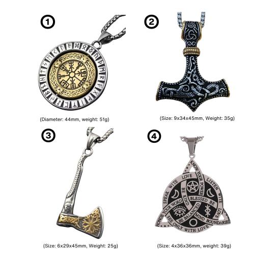 8pcs-Men's Viking Axe Hammer Celtic Knot Stainless Steel Pendant Necklaces (2pcs Each Pattern)|GCJ576GCJ581GCJ590GCJ599|UK seller