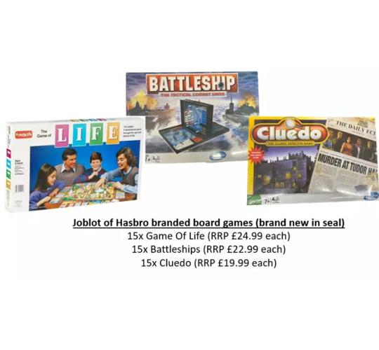 Joblot Hasbro 45 Branded BNIB Games Game Of Life, Cluedo, Battleship RRP £1499.55