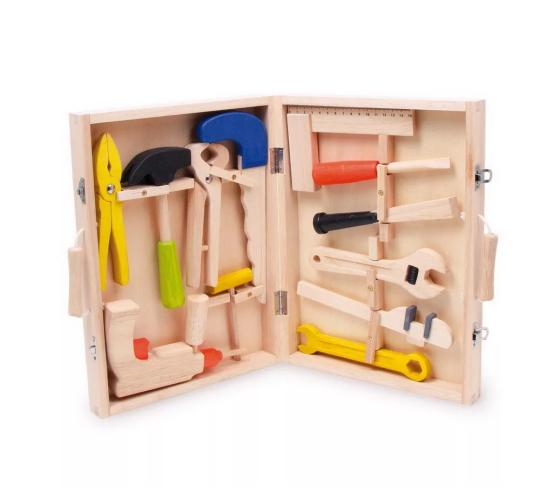 100X Top Quality Childrens Wooden Toolbox DIY Builder Drill Spanner