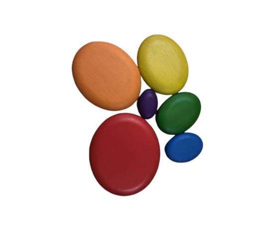 60pcs Pebble Blocks - Rainbow Coloured 