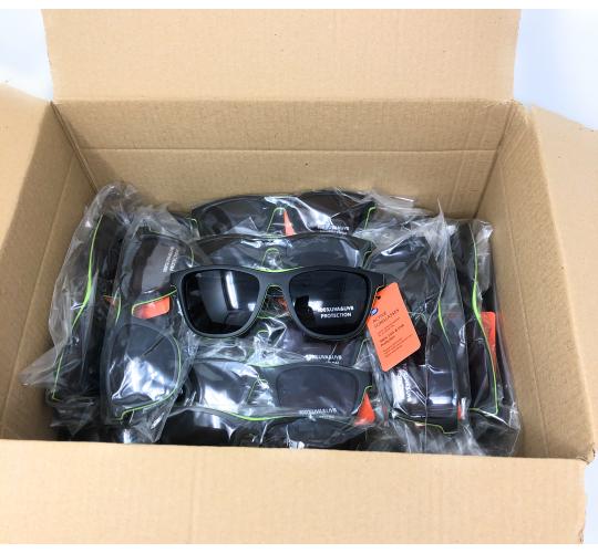 Job Lot of 25 x Men's Active Sunglasses - Black with Bright Green Trim 122J - Ex-Chain Store 
