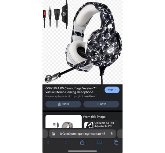 Onikuma K5 Gaming Headset With Microphone Pc Gamer 3.5mm Stereo Headphones