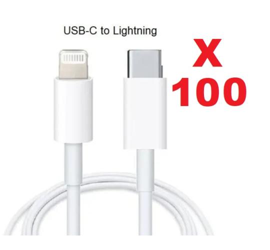 100 X USB C to iPhone 14 13 12 11 Pro Max XS XR X 7 6 Plus Type-C Fast Charging Cable
